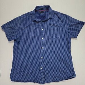 Banana Republic Slim Fit Floral Pattern Short Sleeve Button Down Blue‎ Mens XL